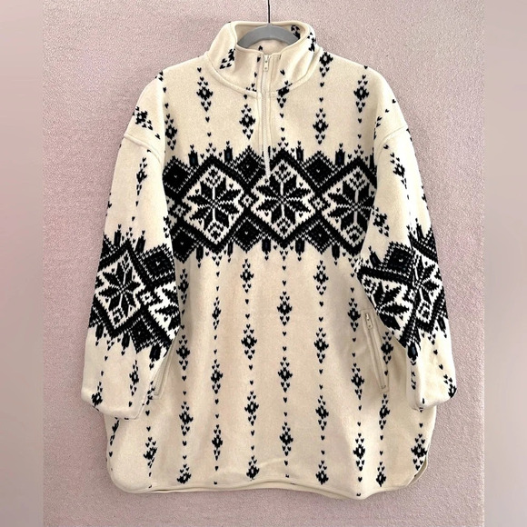 Vintage Eddie Bauer Fleece Quarter/Half Zip Pullover Sweater-Women’s XXL-Cream - Picture 1 of 11